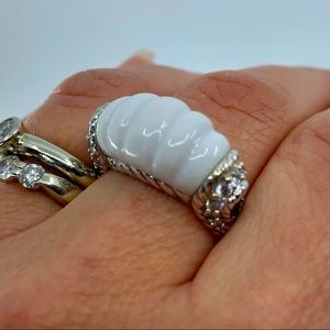Judith Ripka Sterling Silver White Agate Ring